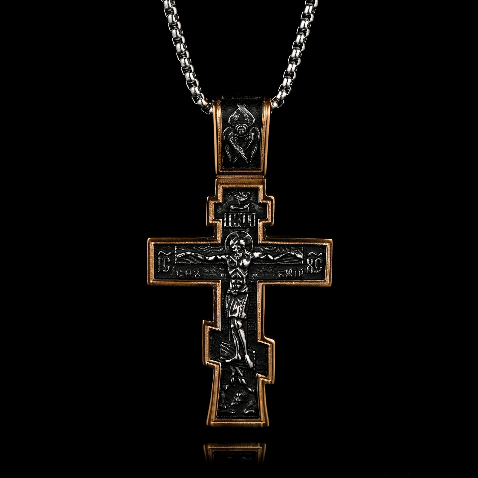 DARK JESUS CROSS. - GOLD